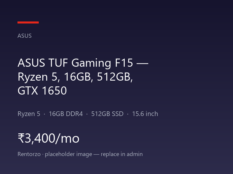 ASUS TUF Gaming F15 — Ryzen 5, 16GB, 512GB, GTX 1650